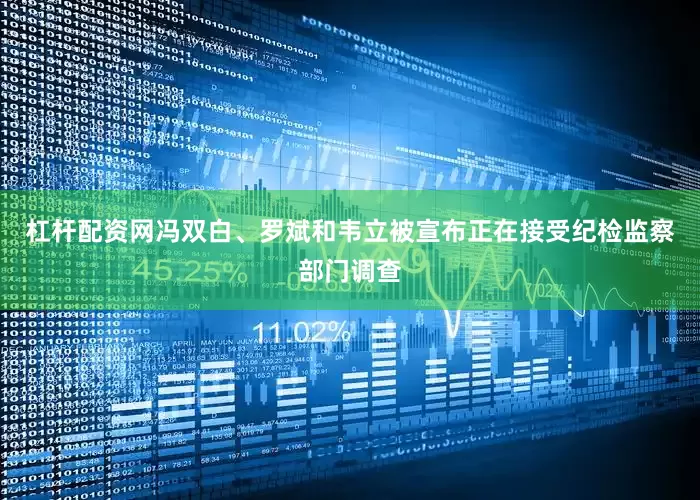 杠杆配资网冯双白、罗斌和韦立被宣布正在接受纪检监察部门调查